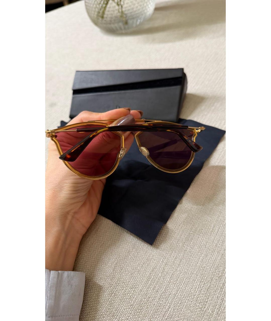 CHRISTIAN DIOR Розовые металлические солнцезащитные очки, фото 3