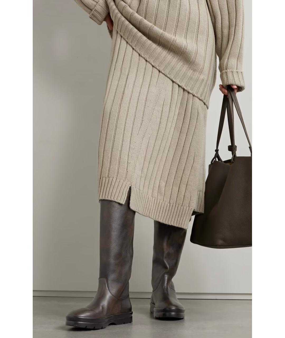 THE ROW Коричневые кожаные ботфорты, фото 2