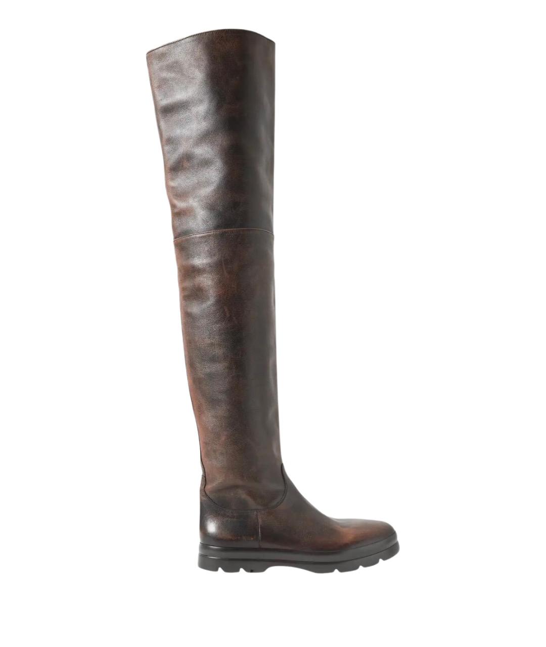 THE ROW Коричневые кожаные ботфорты, фото 1