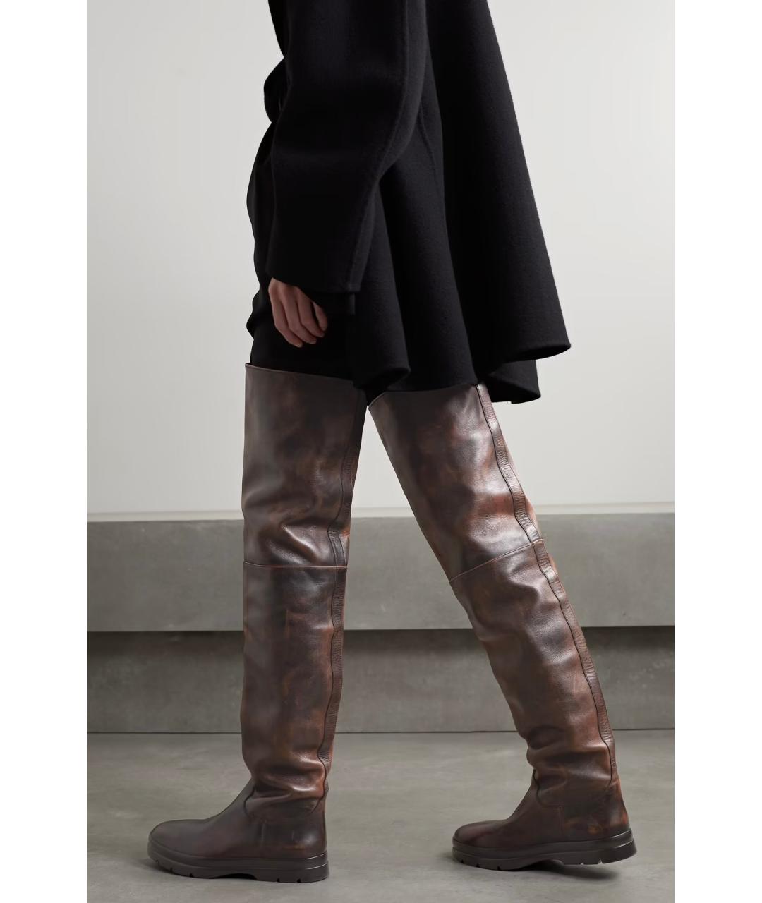THE ROW Коричневые кожаные ботфорты, фото 3