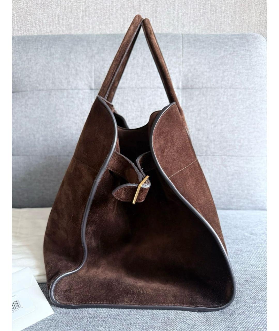 THE ROW Коричневая замшевая сумка тоут, фото 3