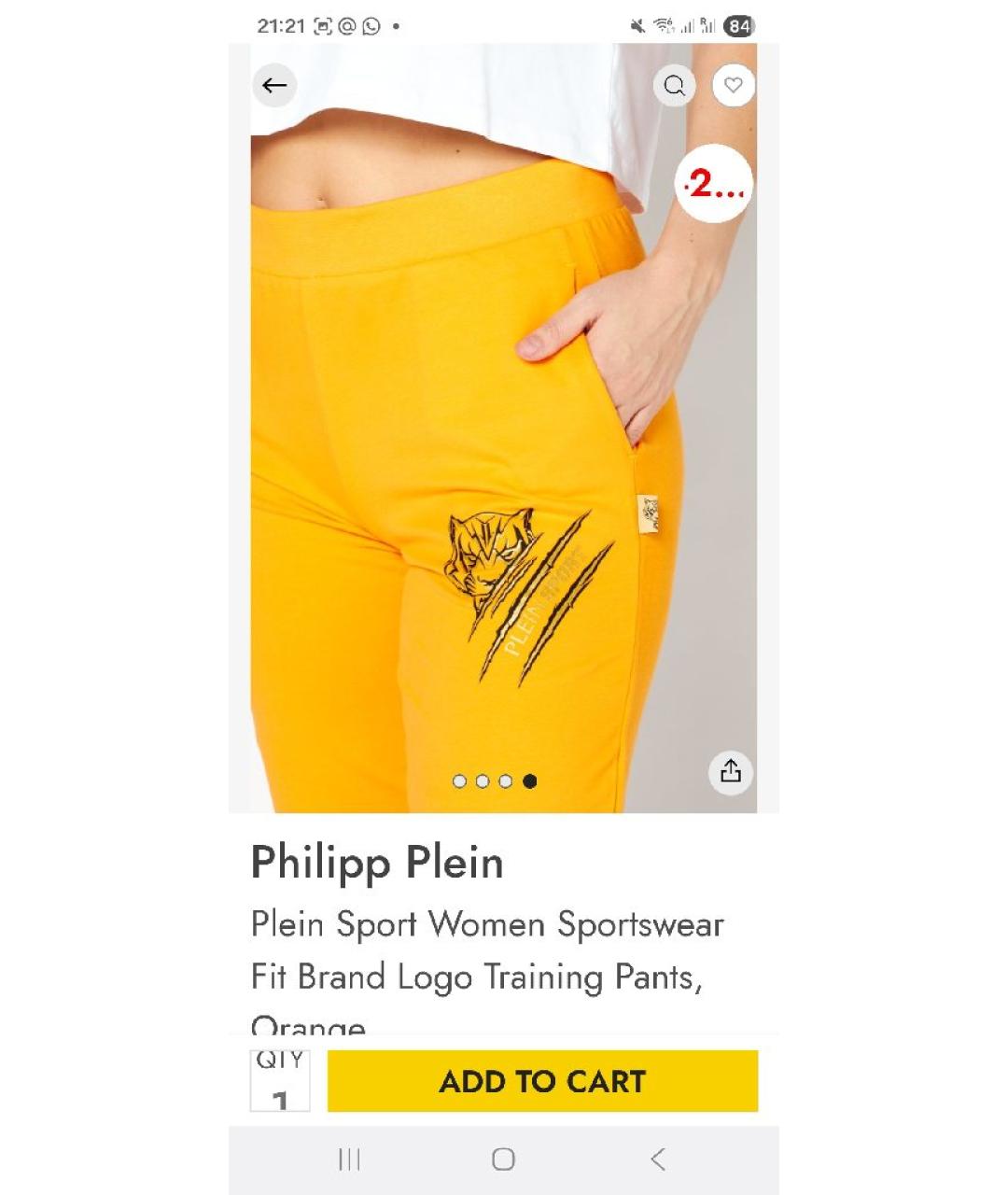 PHILIPP PLEIN Оранжевое хлопко-эластановые спортивные брюки и шорты, фото 5