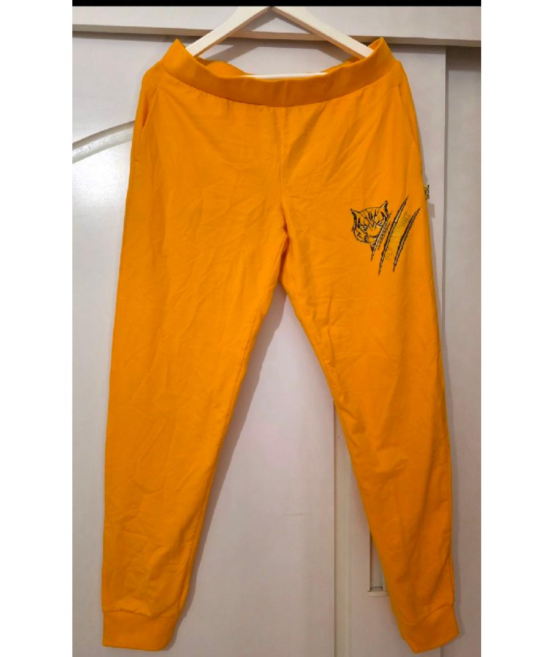 PHILIPP PLEIN Оранжевое хлопко-эластановые спортивные брюки и шорты, фото 9