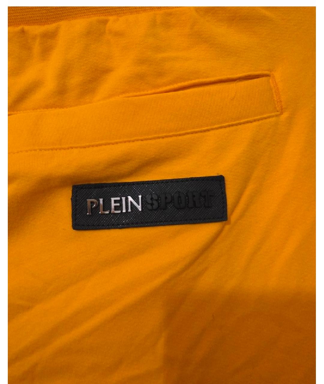 PHILIPP PLEIN Оранжевое хлопко-эластановые спортивные брюки и шорты, фото 4
