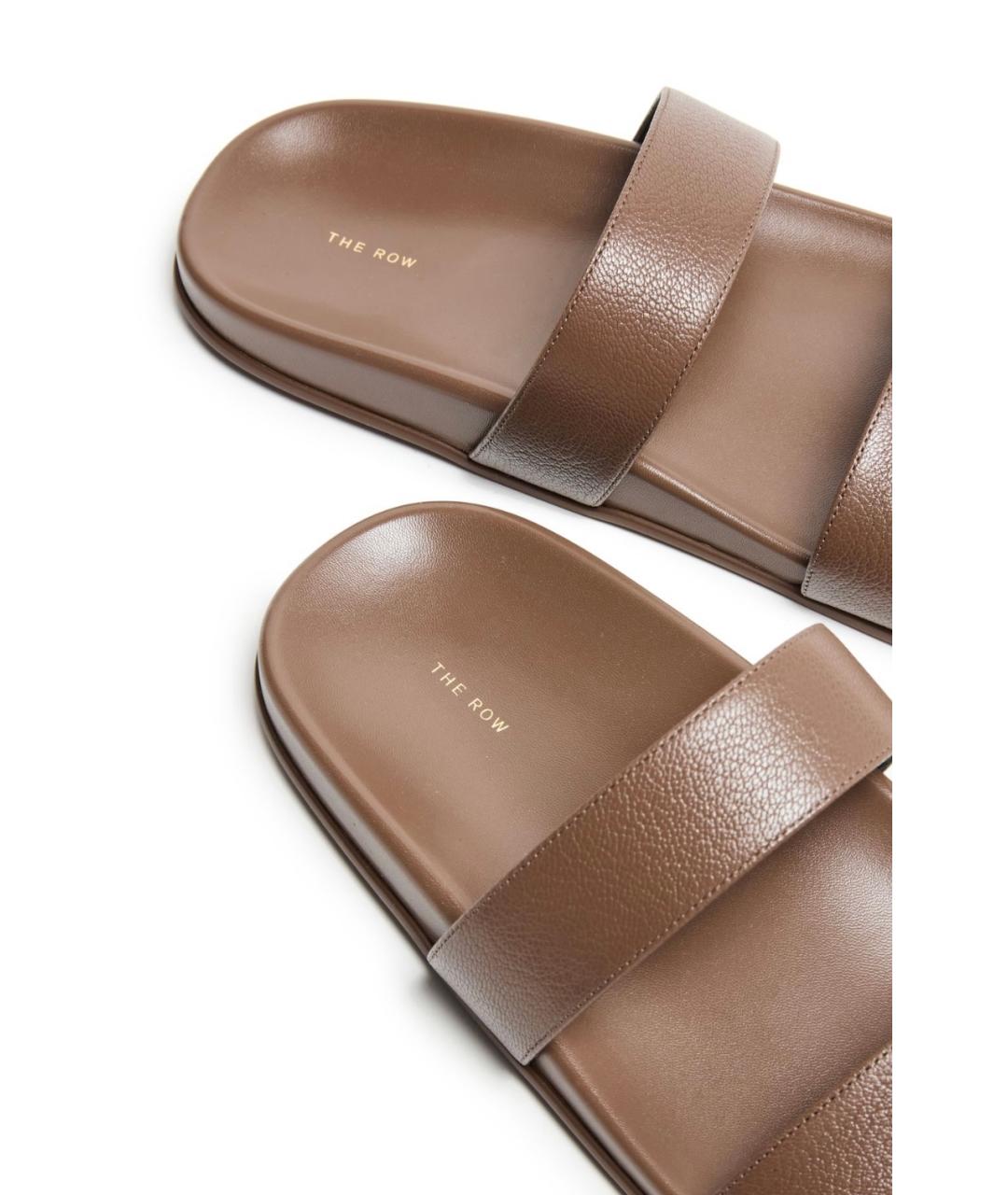 THE ROW Коричневые кожаные шлепанцы, фото 4