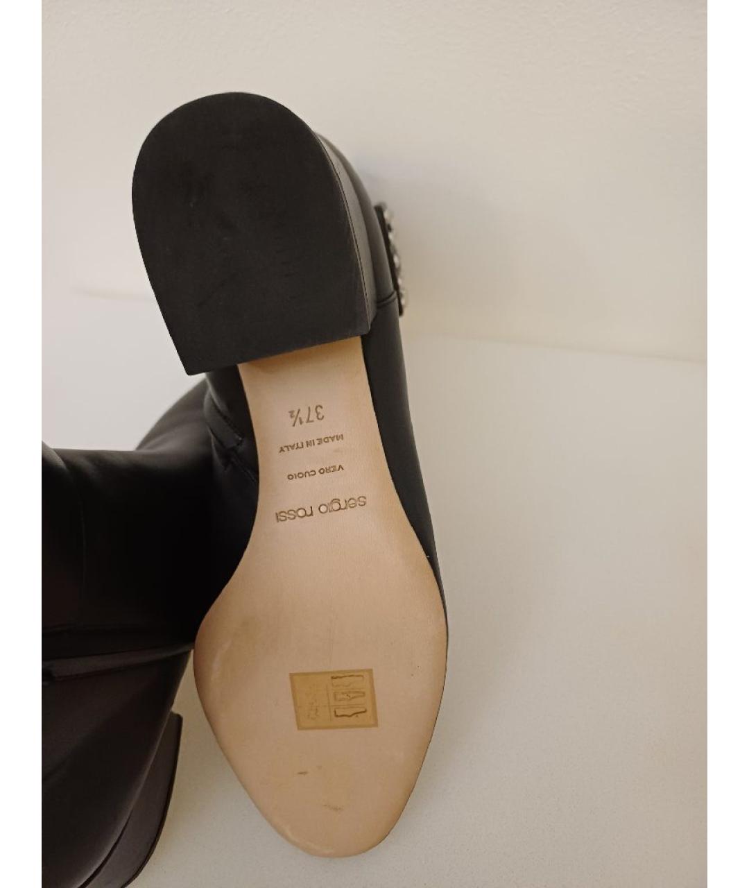 SERGIO ROSSI Черные кожаные ботильоны, фото 8