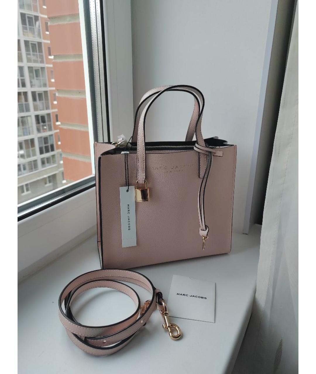 MARC JACOBS Розовая кожаная сумка с короткими ручками, фото 2