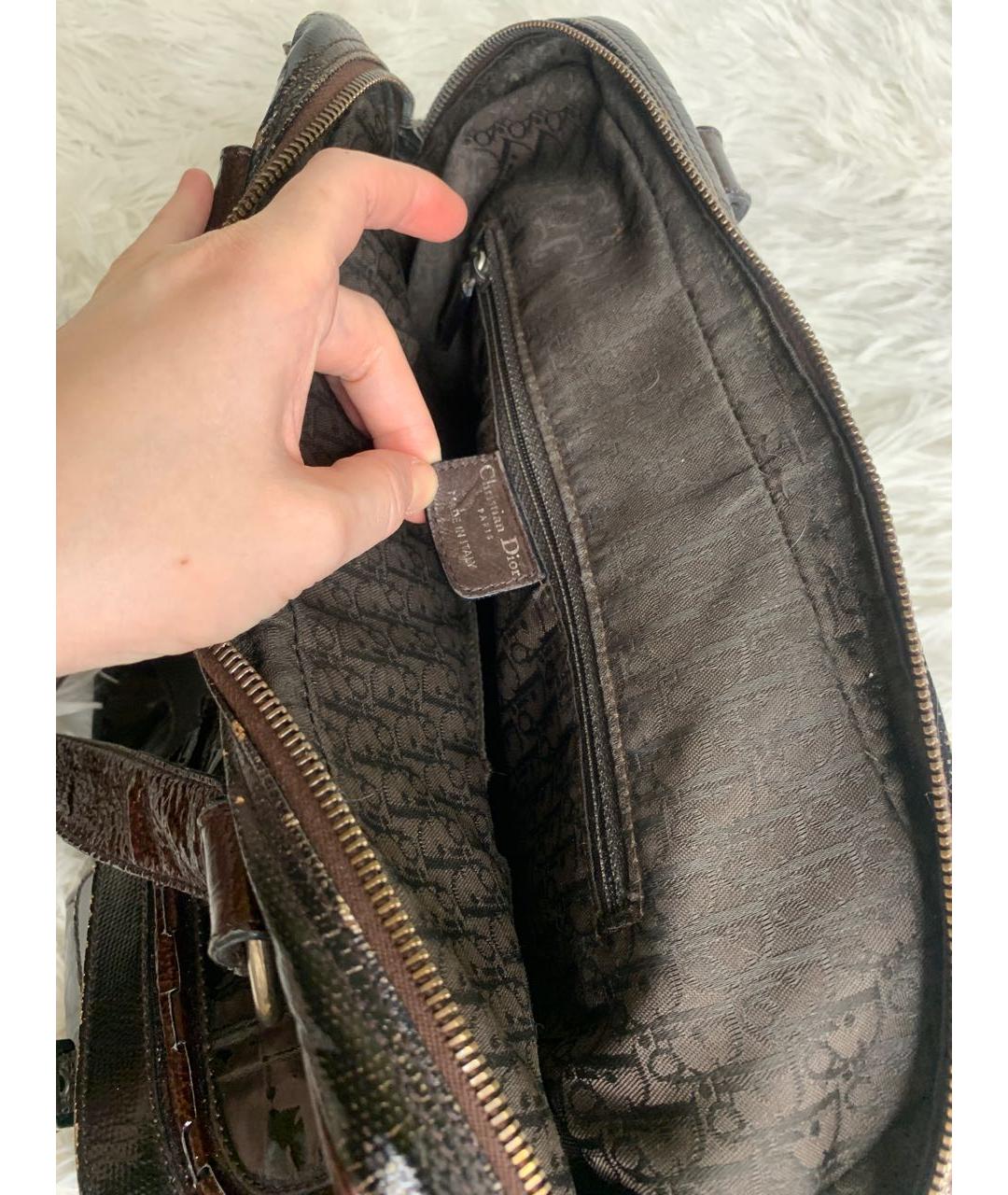 CHRISTIAN DIOR Бордовая сумка через плечо из лакированной кожи, фото 4