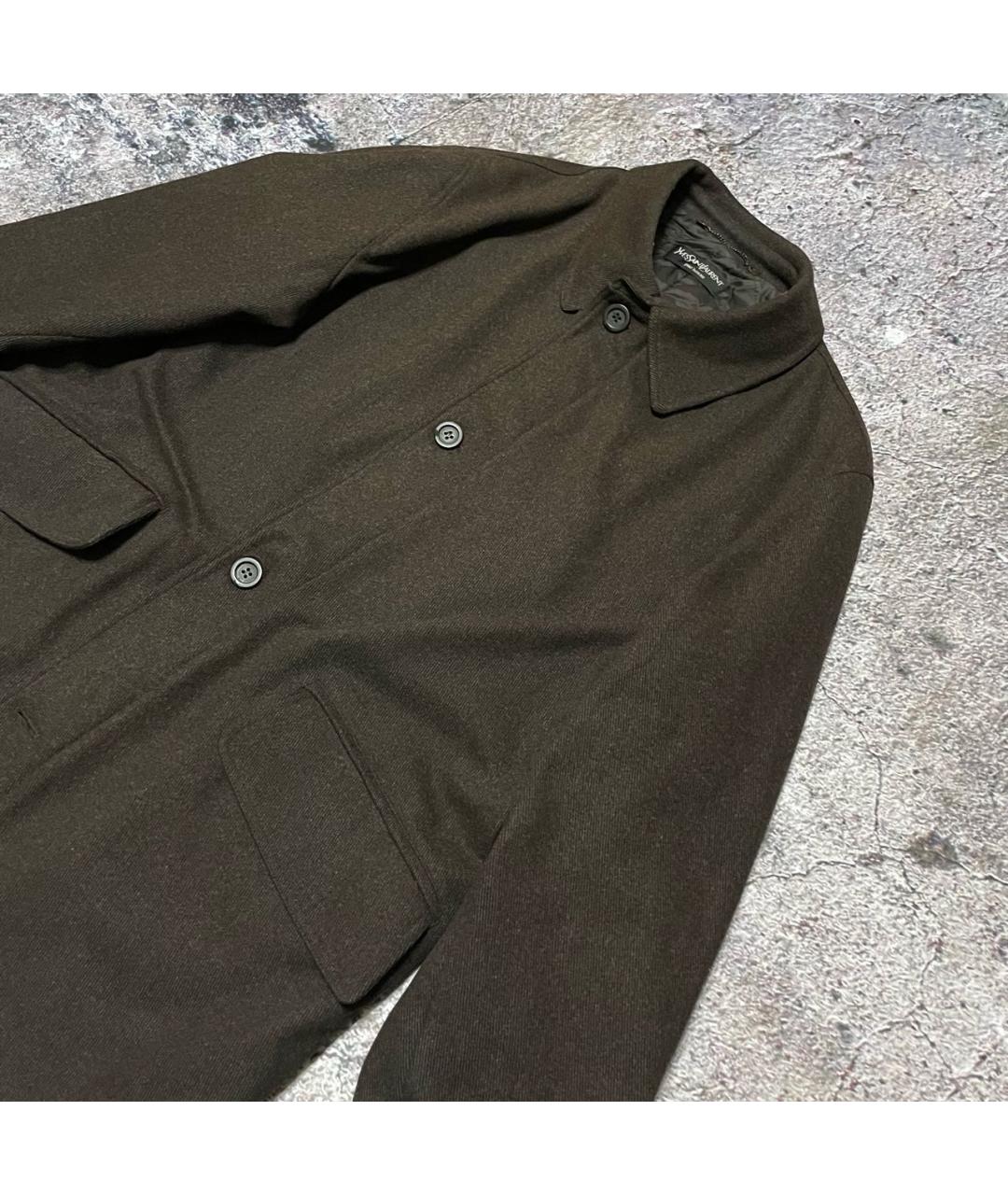 YVES SAINT LAURENT BEAUTY Коричневое шерстяное пальто, фото 5