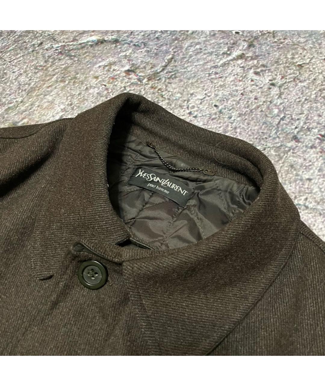 YVES SAINT LAURENT BEAUTY Коричневое шерстяное пальто, фото 3