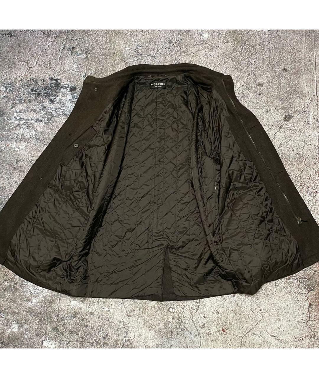 YVES SAINT LAURENT BEAUTY Коричневое шерстяное пальто, фото 4