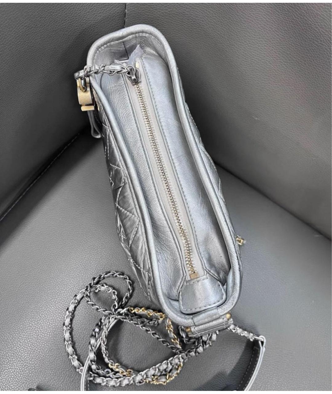 CHANEL Серебряная кожаная сумка через плечо, фото 4