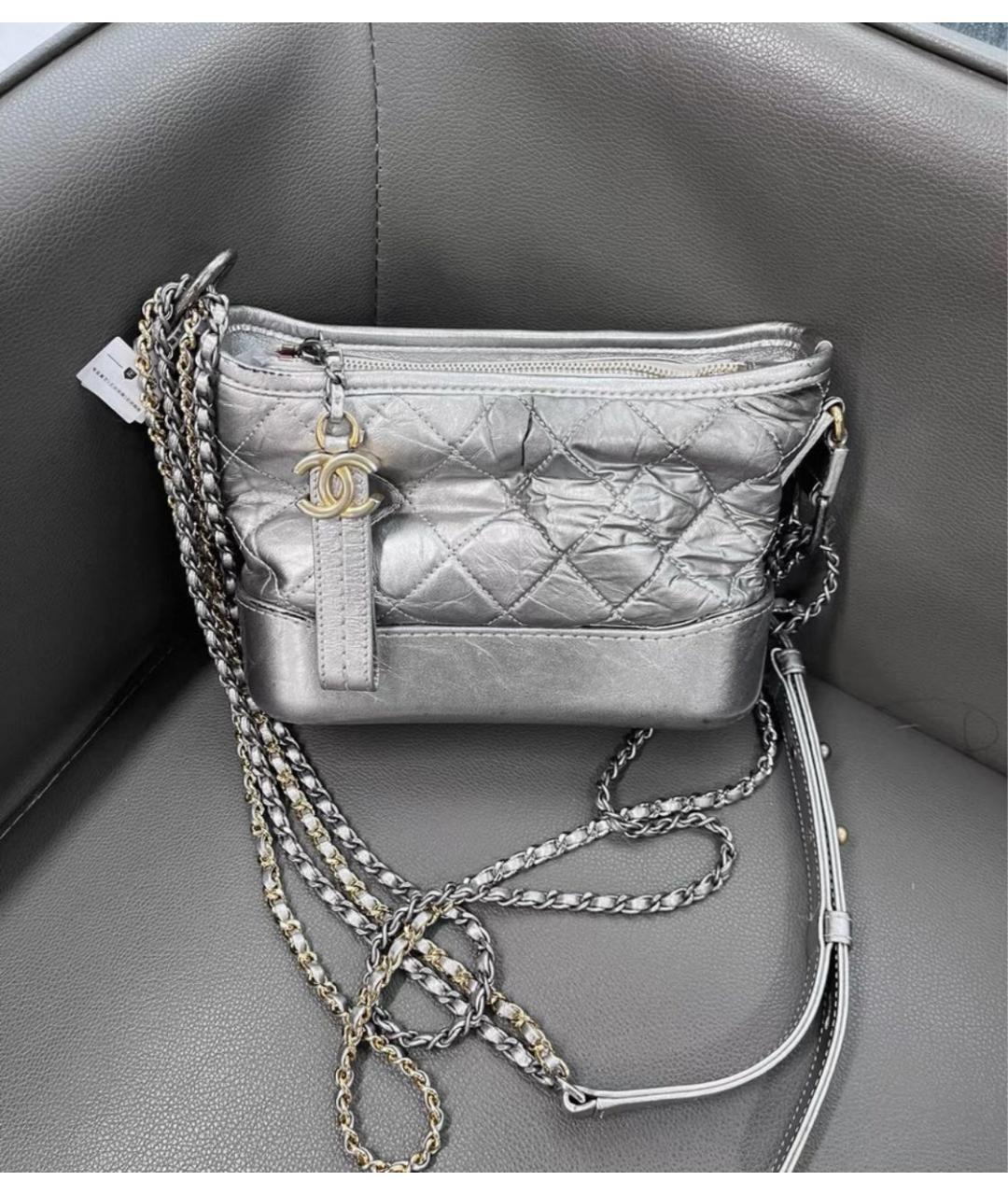 CHANEL Серебряная кожаная сумка через плечо, фото 2