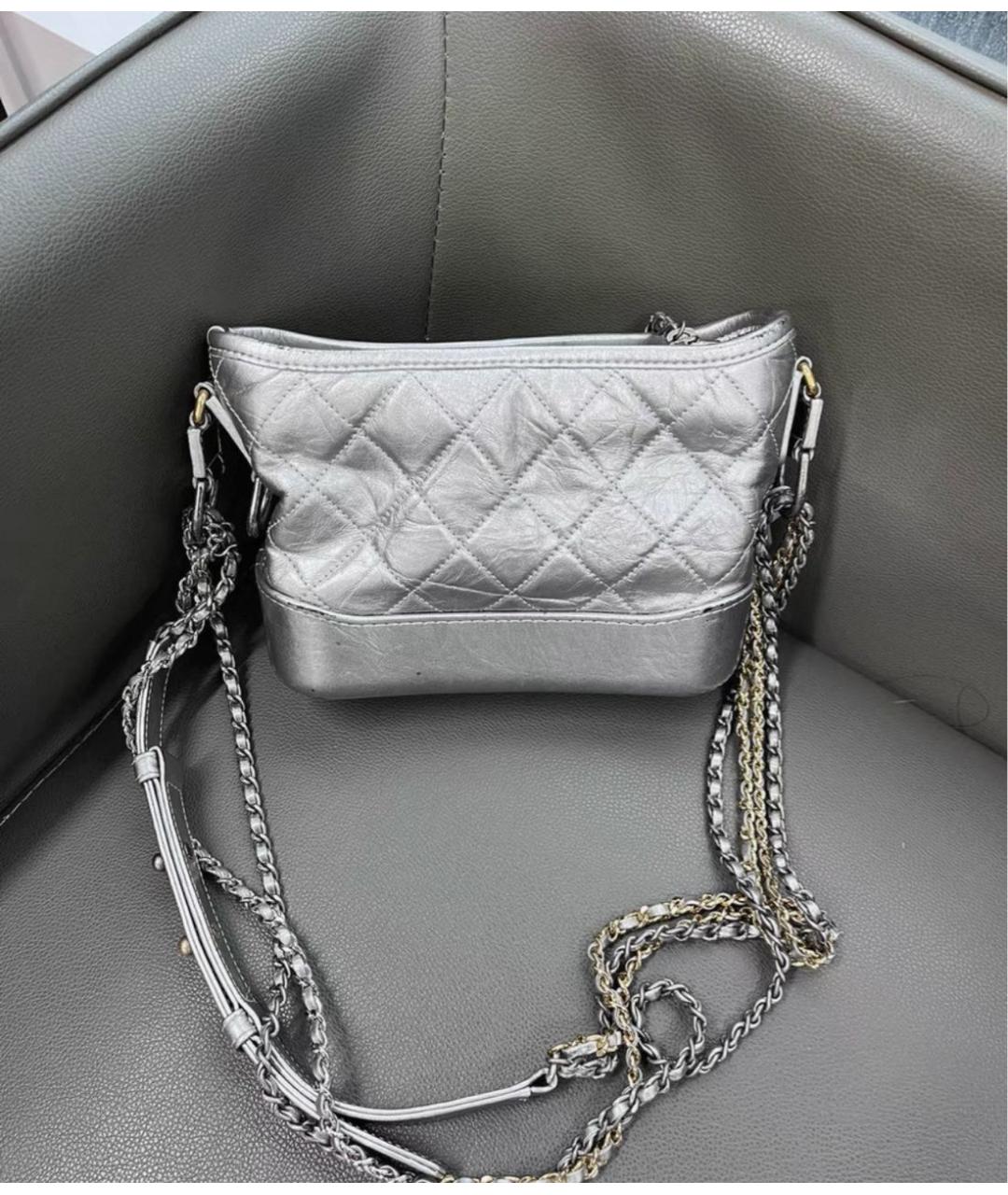 CHANEL Серебряная кожаная сумка через плечо, фото 3