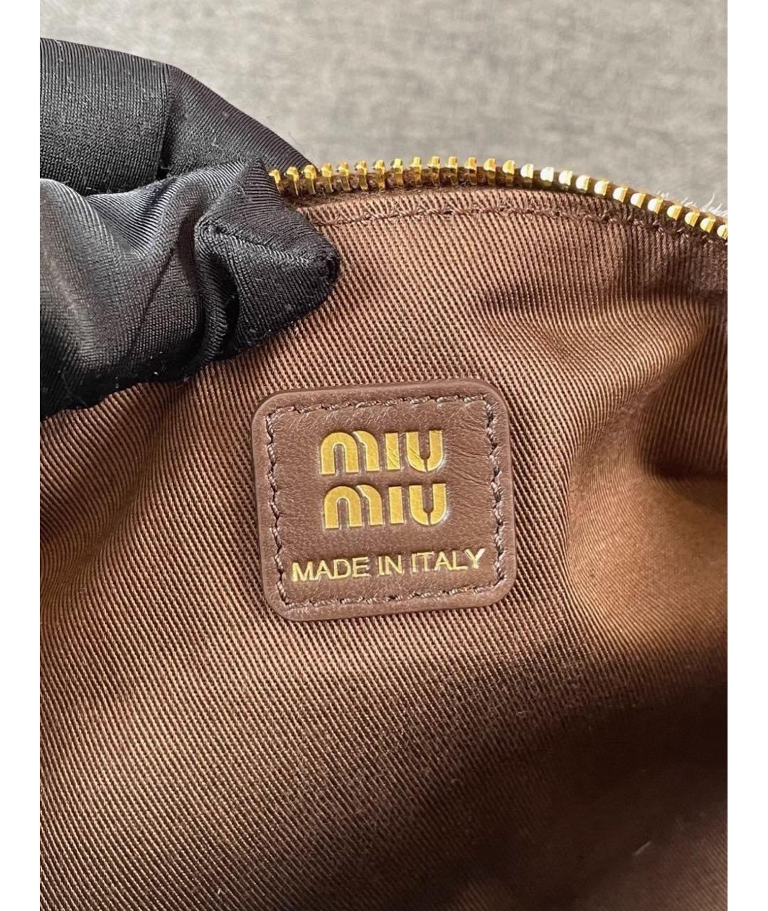 MIU MIU Коричневая кожаная сумка с короткими ручками, фото 7