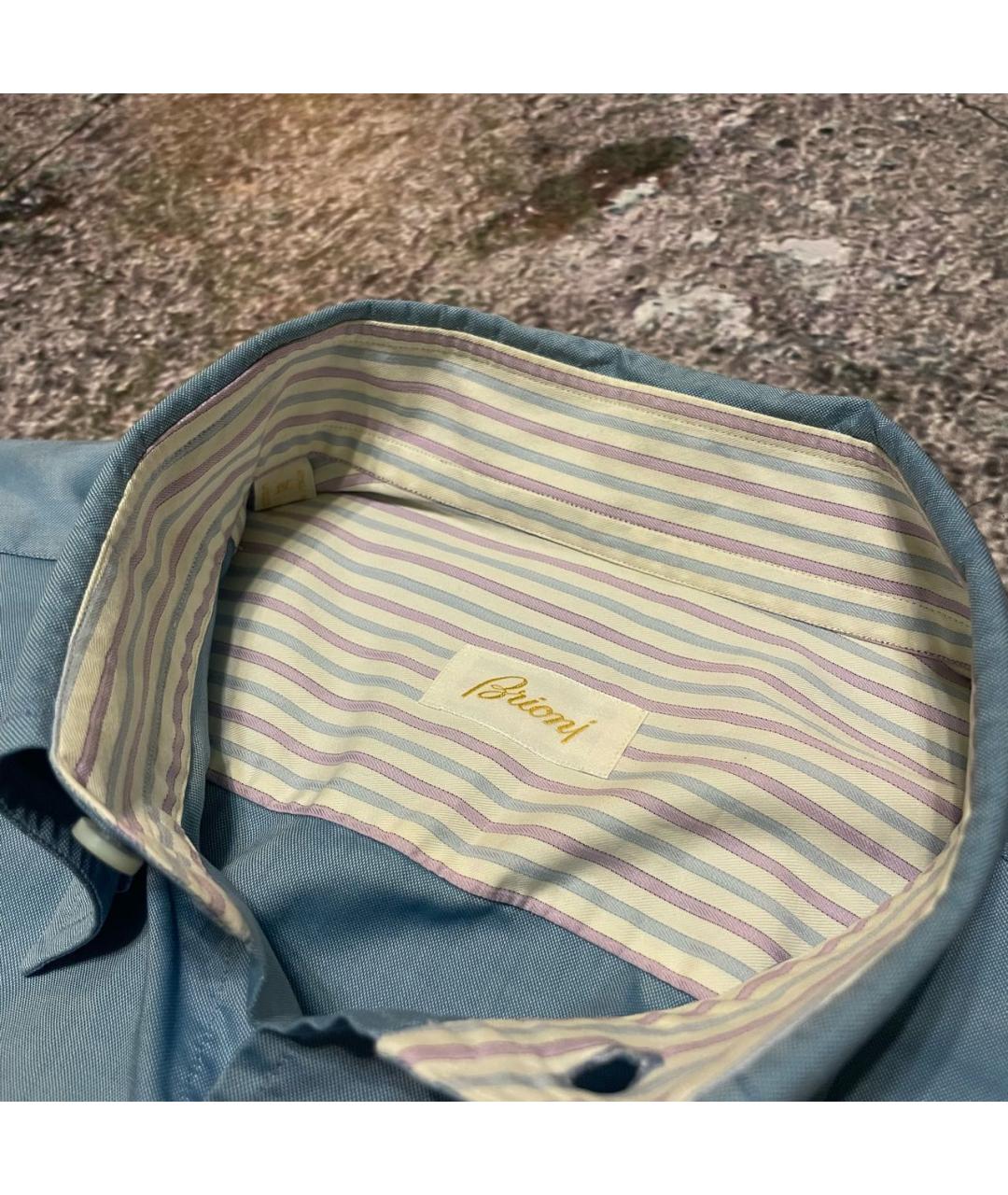 BRIONI Голубая хлопковая классическая рубашка, фото 3