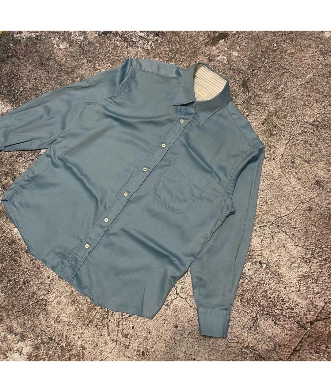 BRIONI Голубая хлопковая классическая рубашка, фото 2