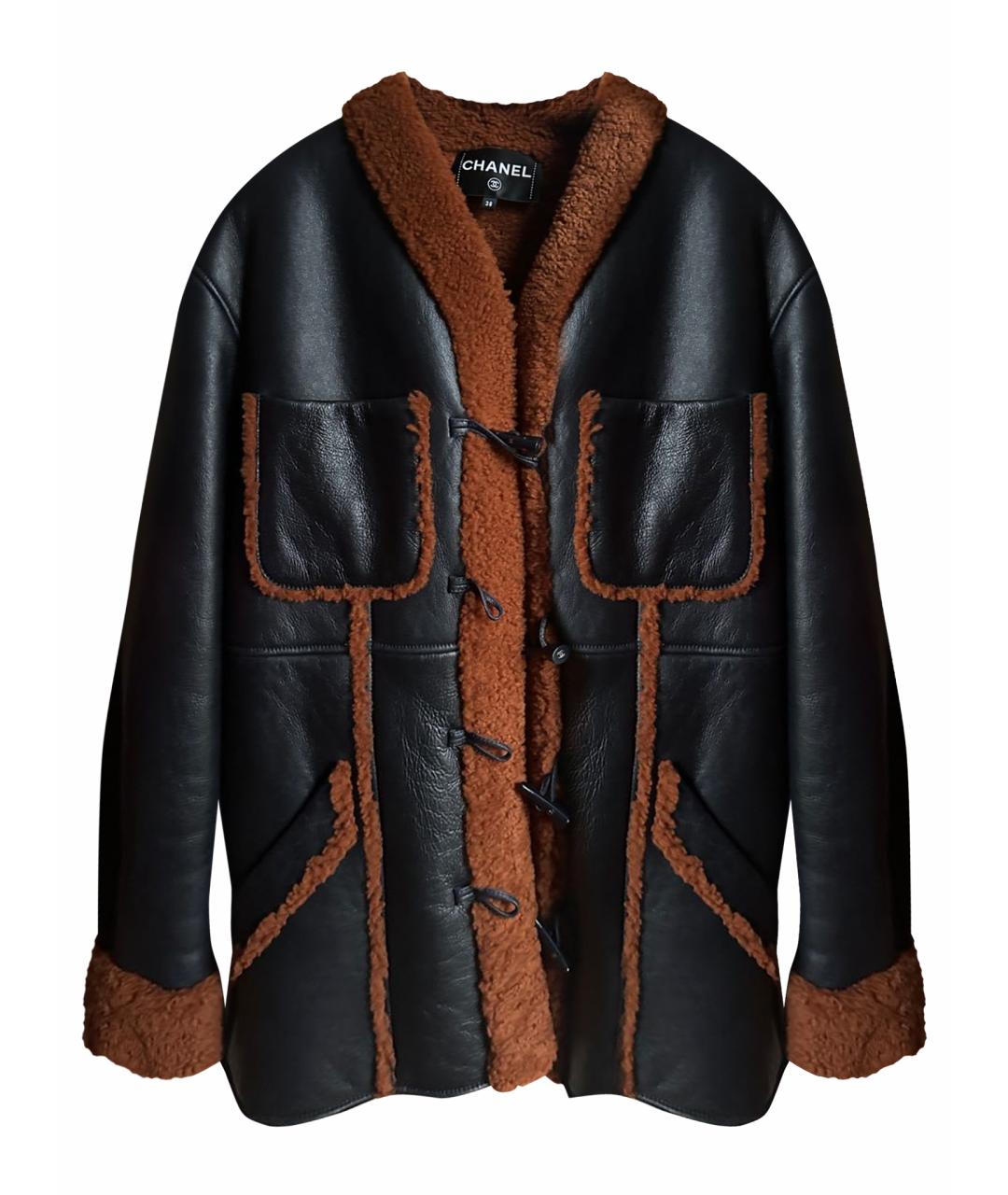 CHANEL Черная кожаная дубленка, фото 1