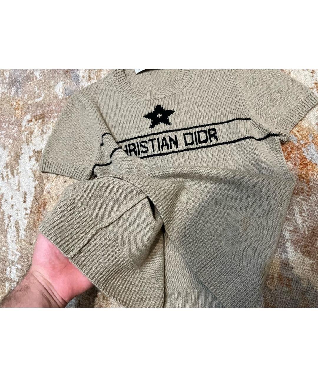 CHRISTIAN DIOR Бежевый кашемировый джемпер / свитер, фото 4