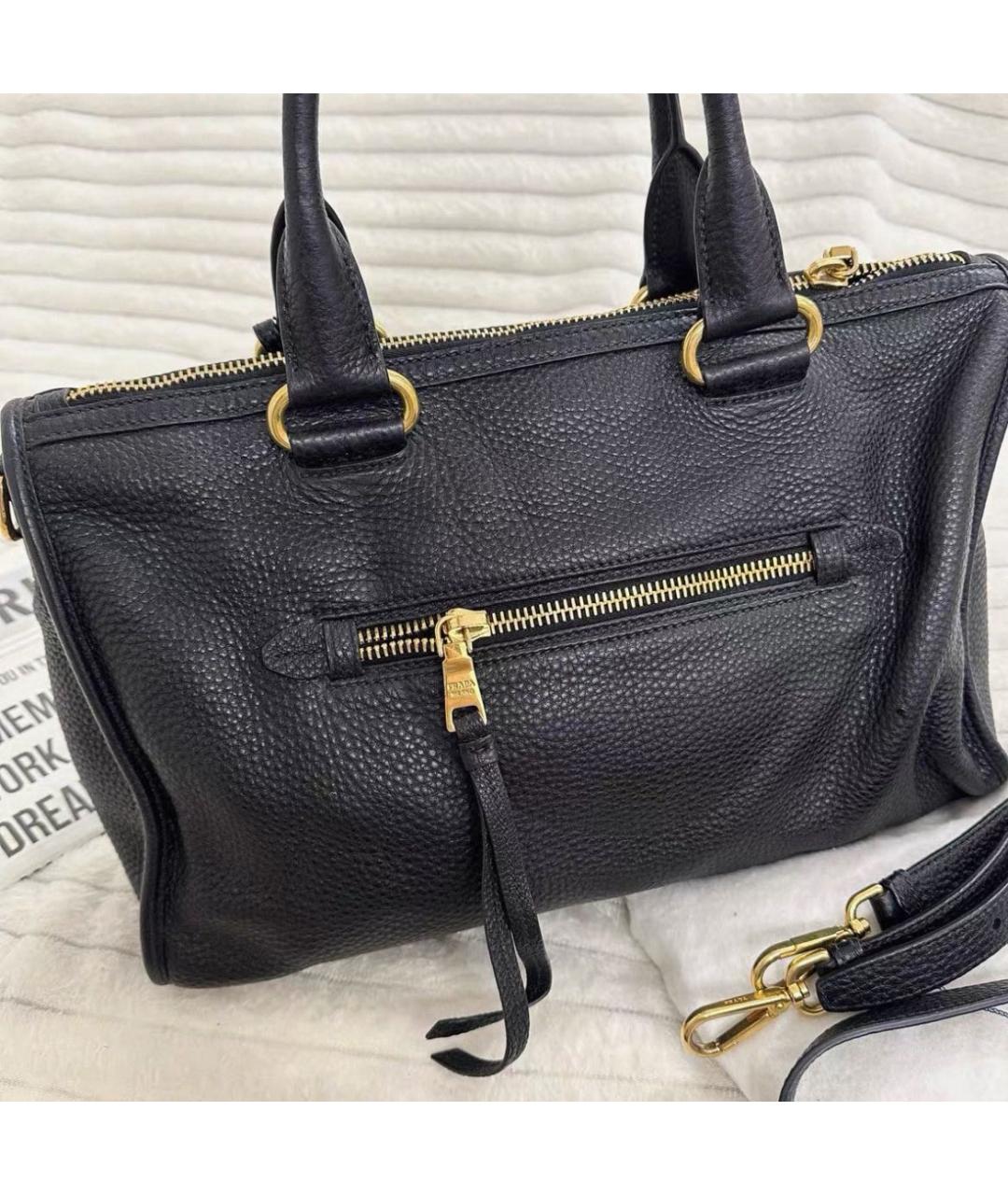 PRADA Черная кожаная сумка тоут, фото 3