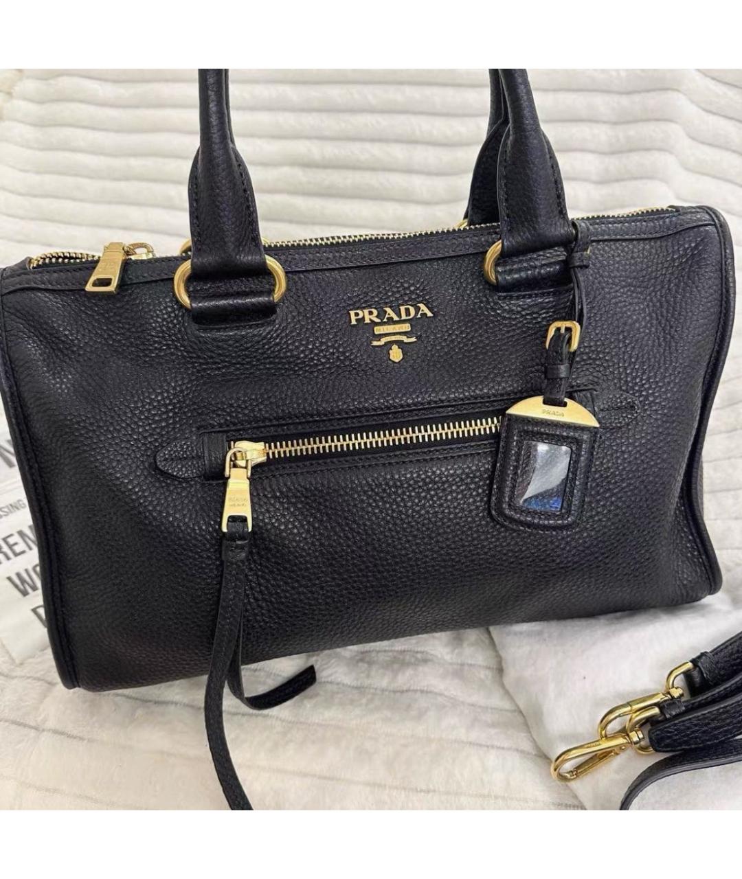 PRADA Черная кожаная сумка тоут, фото 5