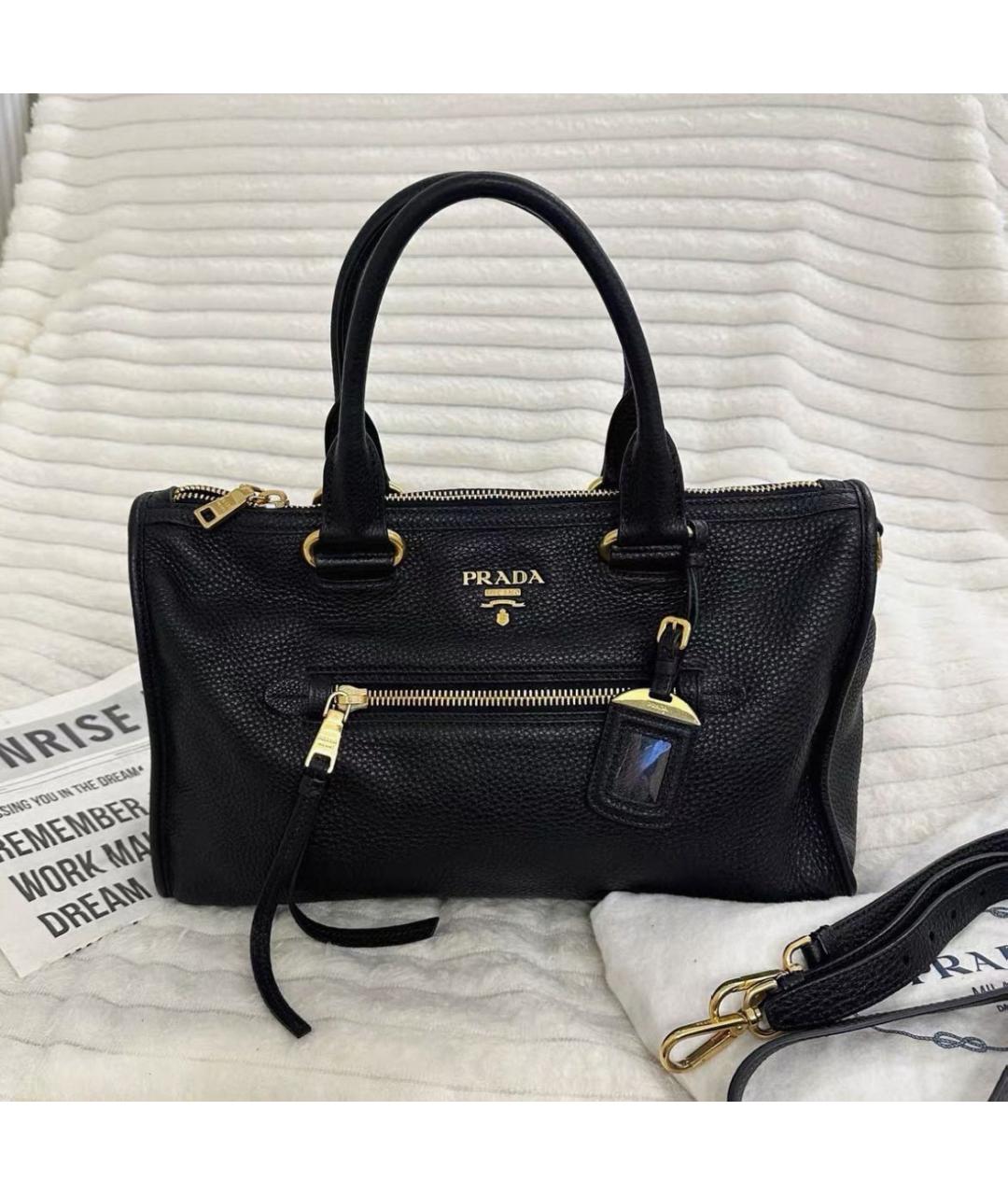 PRADA Черная кожаная сумка тоут, фото 2