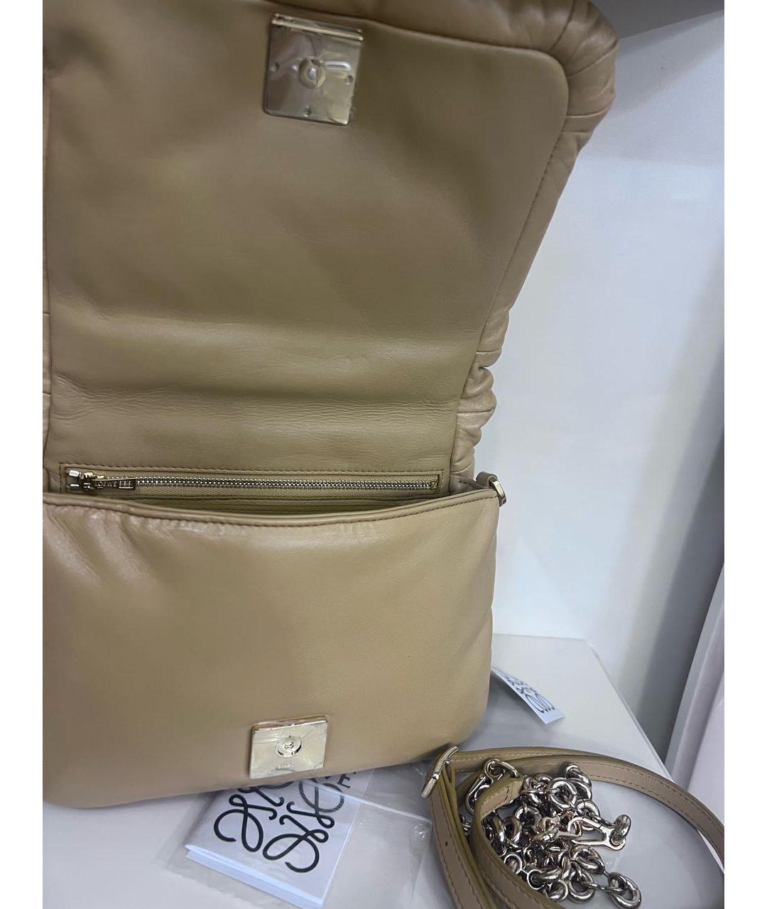 LOEWE Бежевая кожаная сумка через плечо, фото 3