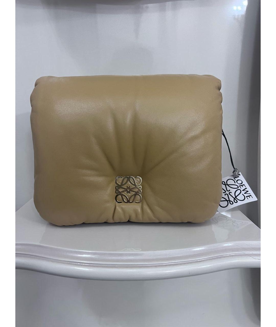 LOEWE Бежевая кожаная сумка через плечо, фото 7