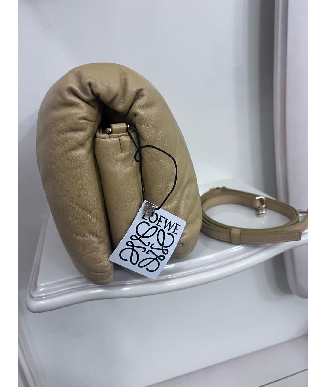 LOEWE Бежевая кожаная сумка через плечо, фото 6
