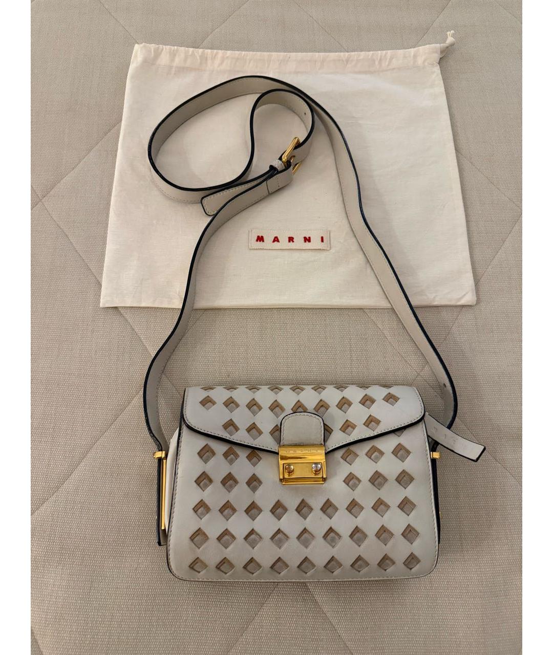 MARNI Бежевая кожаная сумка через плечо, фото 8