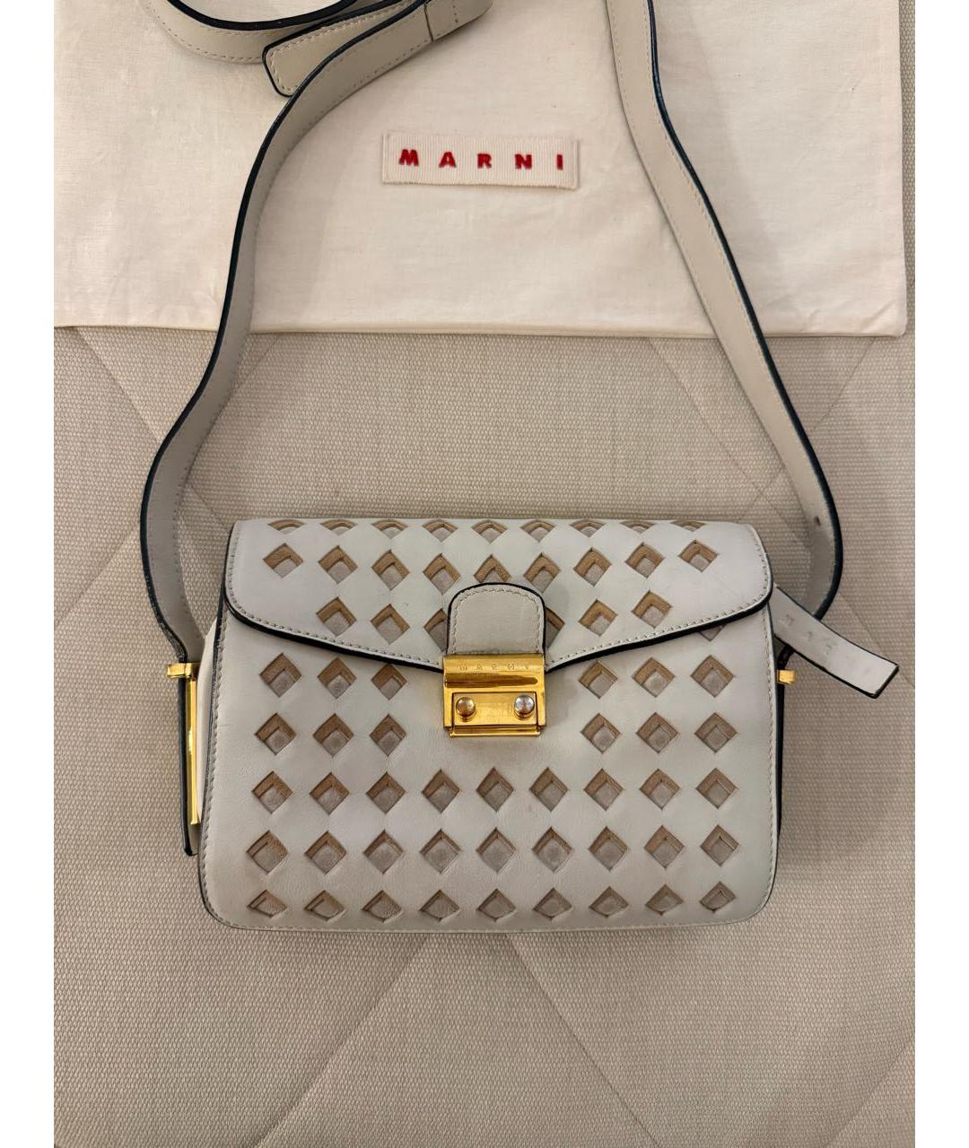 MARNI Бежевая кожаная сумка через плечо, фото 2