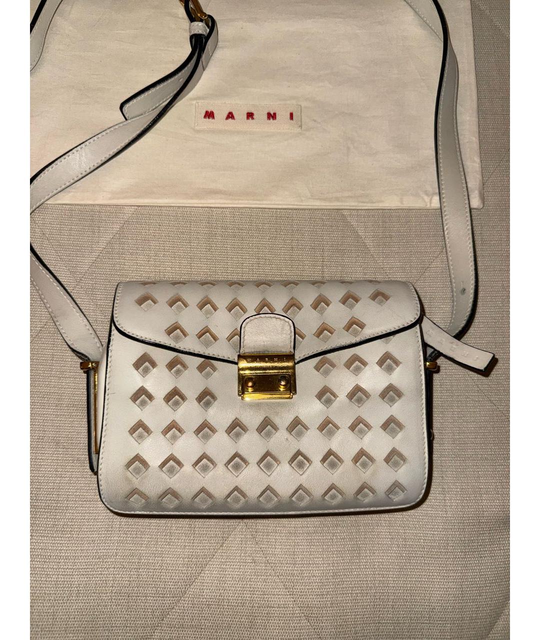 MARNI Бежевая кожаная сумка через плечо, фото 6