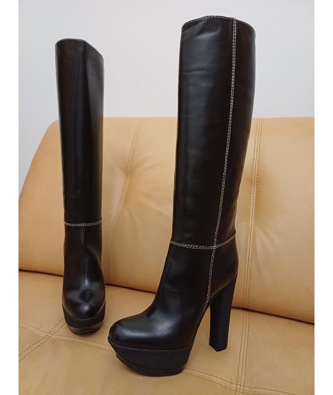 CASADEI Черные кожаные сапоги, фото 5