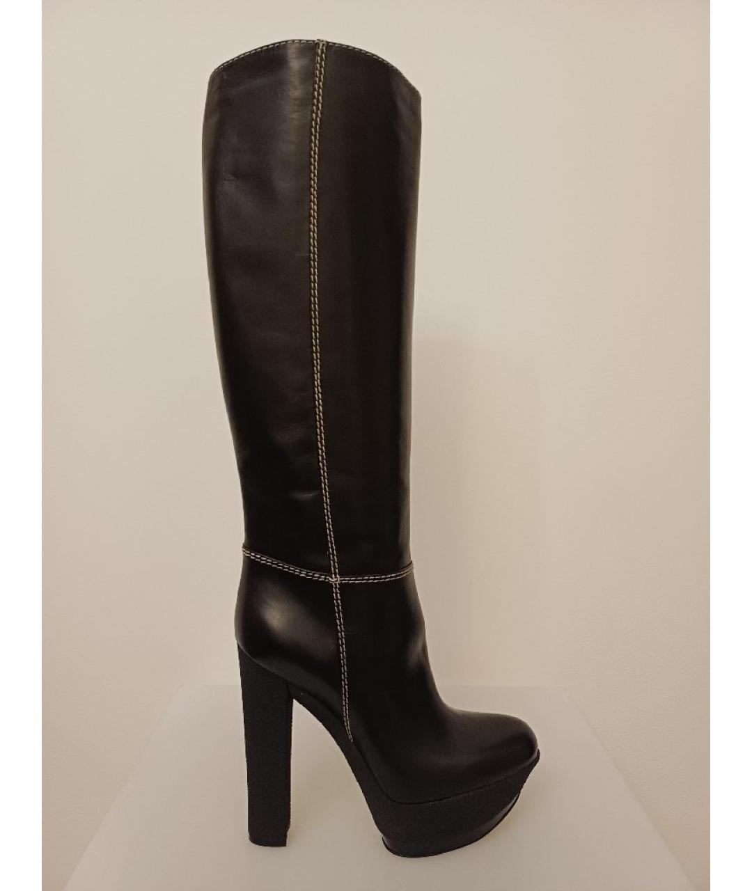 CASADEI Черные кожаные сапоги, фото 10