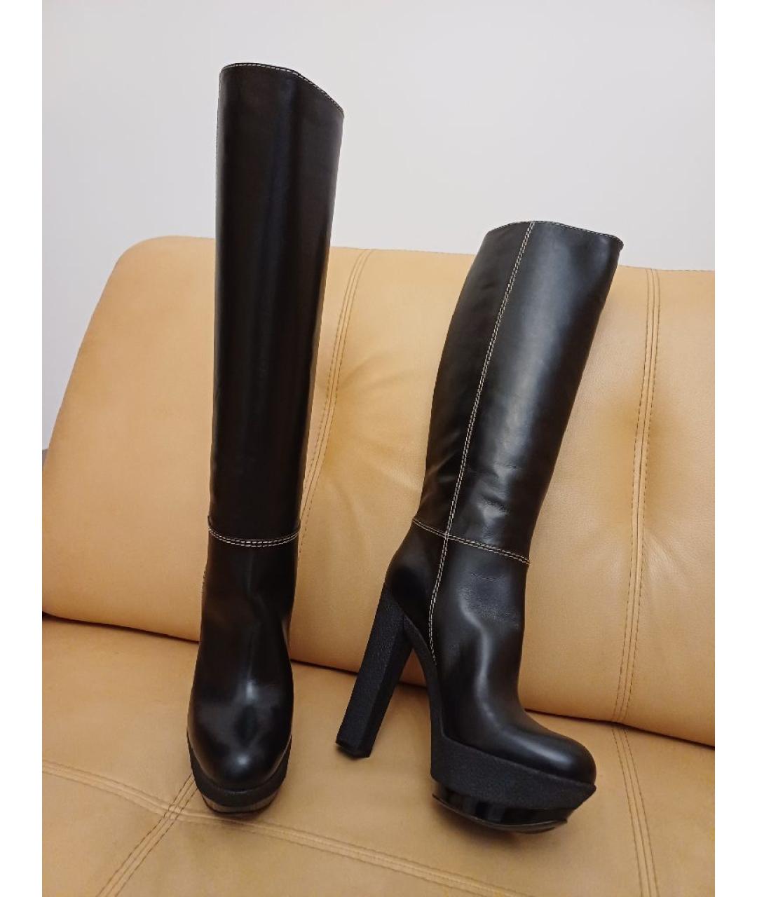 CASADEI Черные кожаные сапоги, фото 4