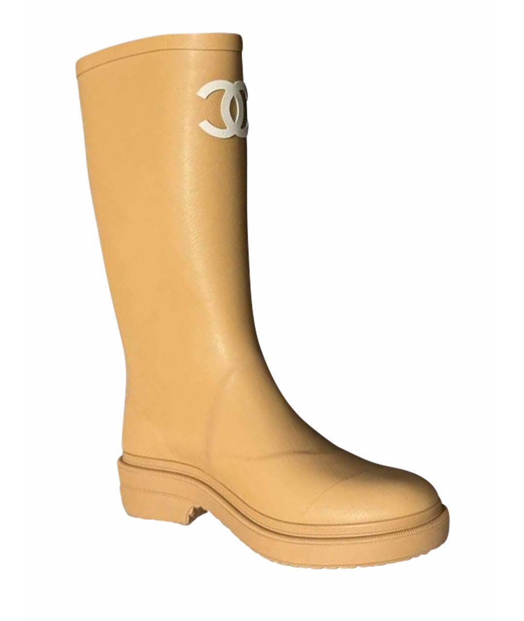 CHANEL Бежевые резиновые сапоги, фото 1
