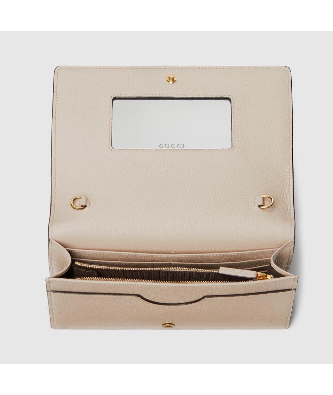 GUCCI Бежевая кожаная сумка через плечо, фото 4