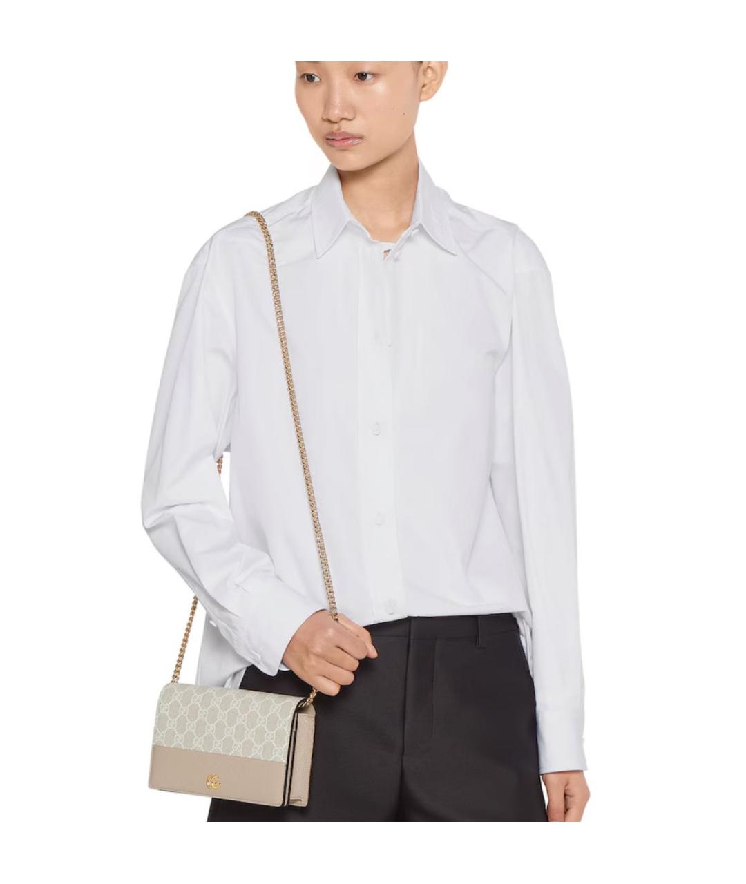 GUCCI Бежевая кожаная сумка через плечо, фото 3