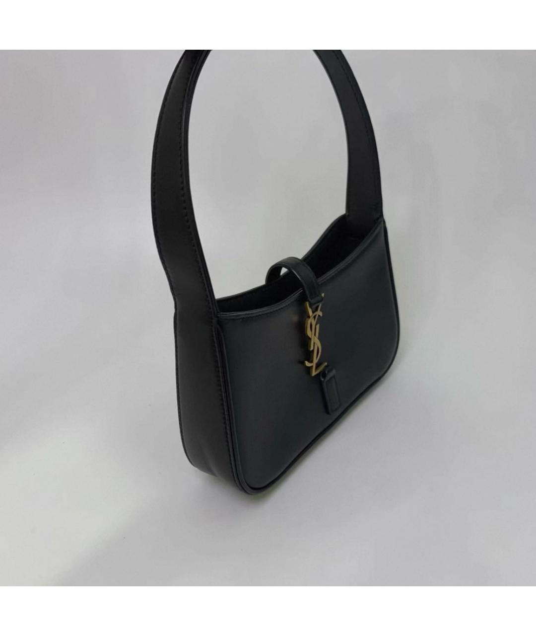 SAINT LAURENT Черная кожаная сумка с короткими ручками, фото 4