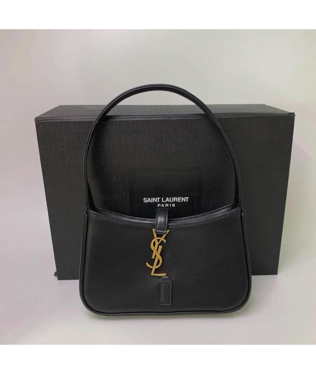 SAINT LAURENT Черная кожаная сумка с короткими ручками, фото 2