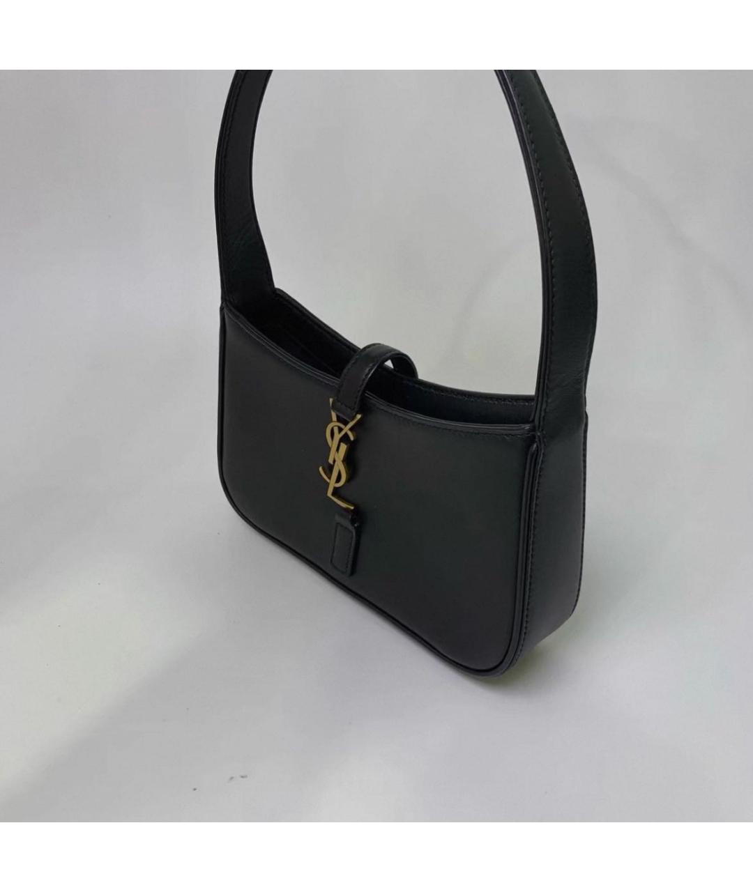 SAINT LAURENT Черная кожаная сумка с короткими ручками, фото 5