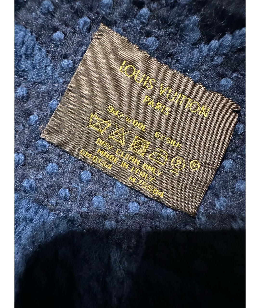 LOUIS VUITTON Темно-синий шерстяной шарф, фото 3