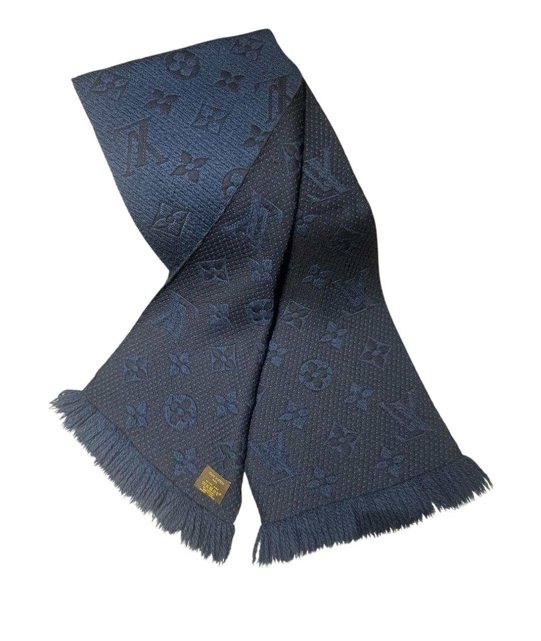 LOUIS VUITTON Темно-синий шерстяной шарф, фото 1