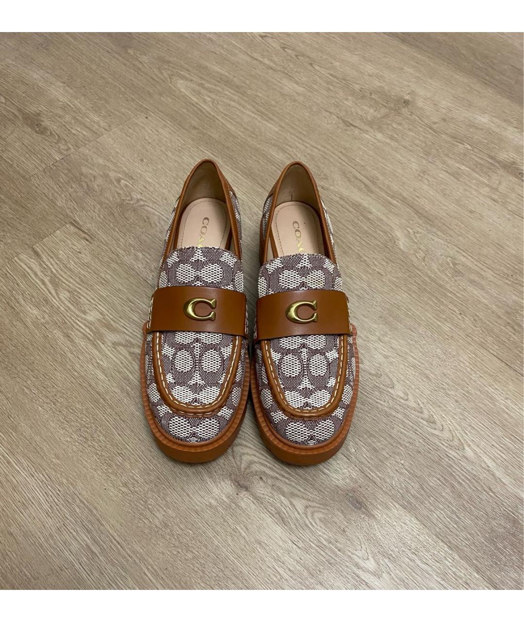 COACH Коричневые текстильные лоферы, фото 2