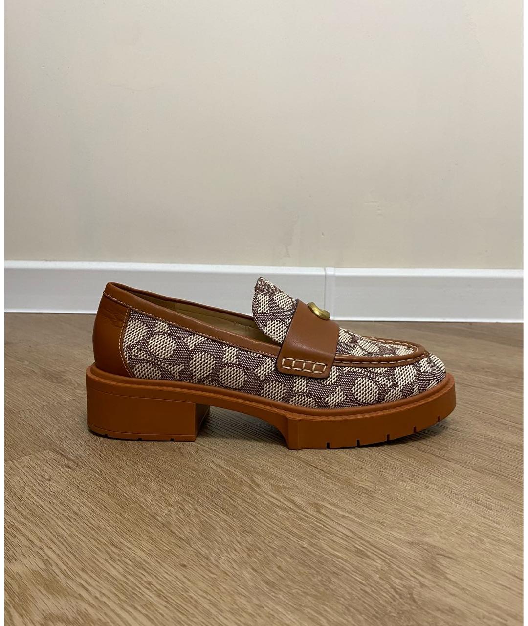 COACH Коричневые текстильные лоферы, фото 6