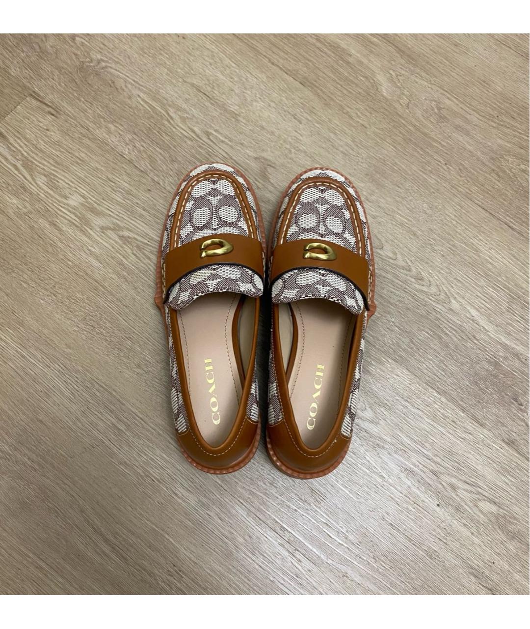 COACH Коричневые текстильные лоферы, фото 3