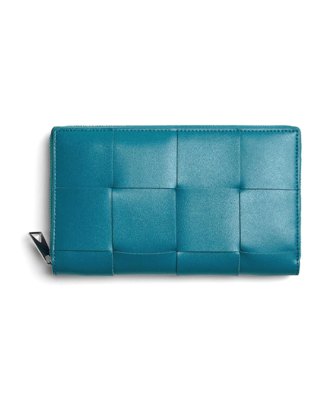 BOTTEGA VENETA Бирюзовый кожаный кошелек, фото 1
