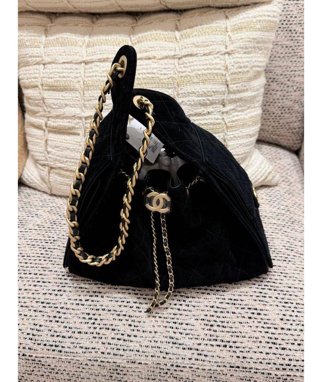 CHANEL Черная замшевая сумка тоут, фото 3