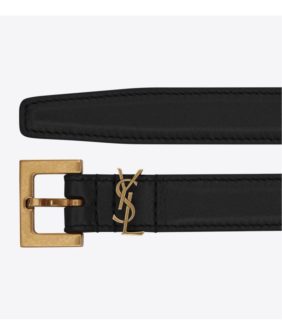 SAINT LAURENT Черный кожаный ремень, фото 2