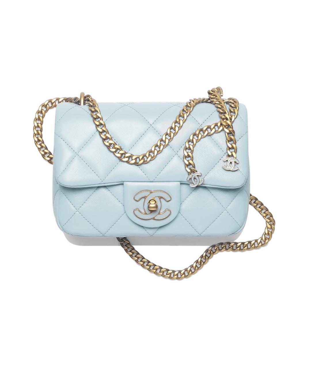 CHANEL Голубая кожаная сумка через плечо, фото 1